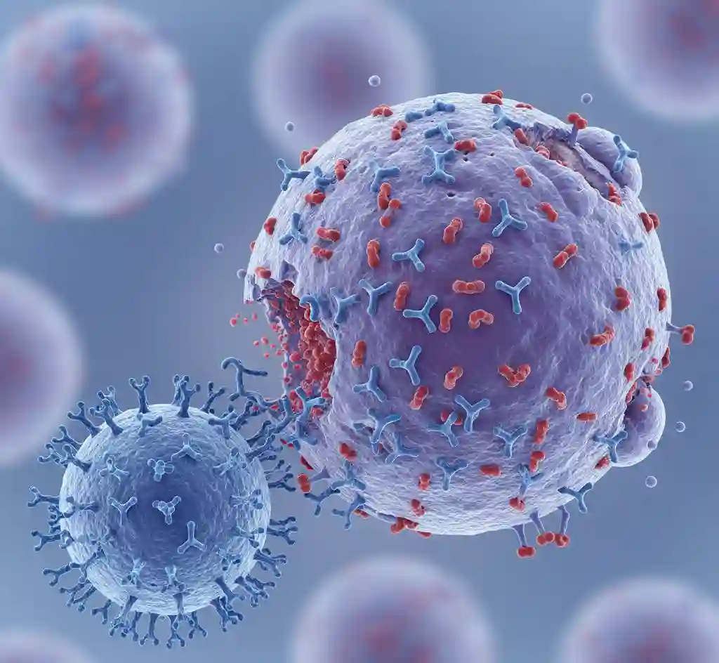 Mechanism of action showing engineered CAR-T cell receptor binding to tumor-associated antigen to induce cytotoxicity.