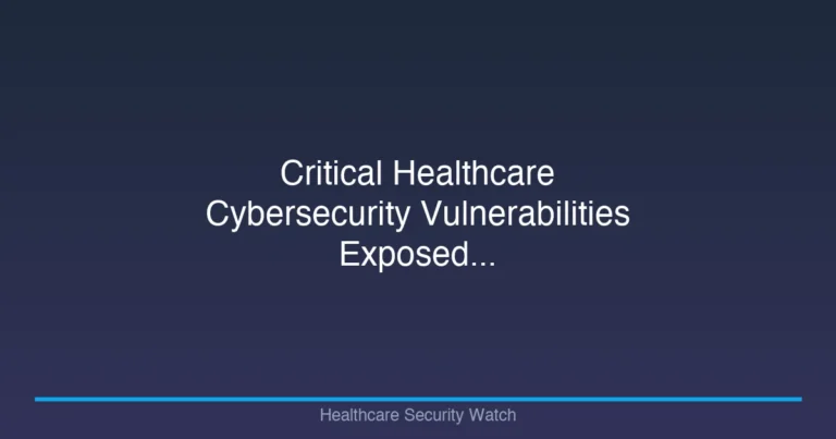 Critical Healthcare Cybersecurity Vulnerabilities Exposed…